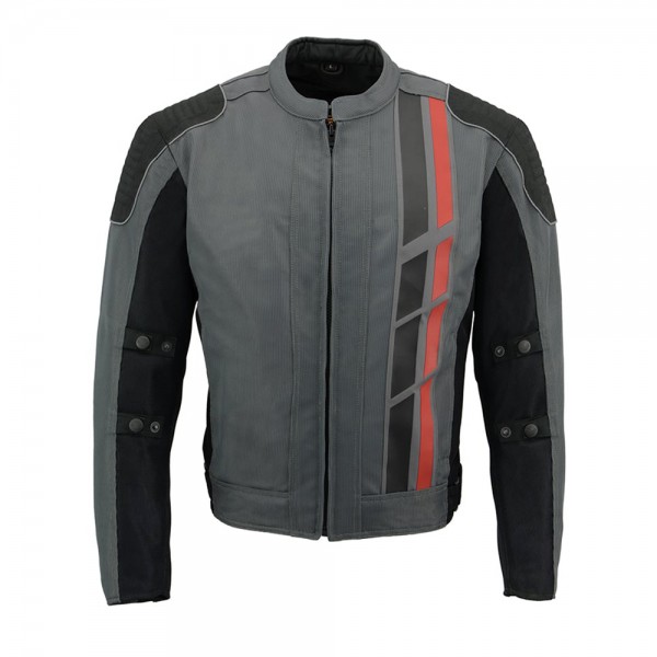 Mens Black & Grey Mesh Armored Racing Jacket w...