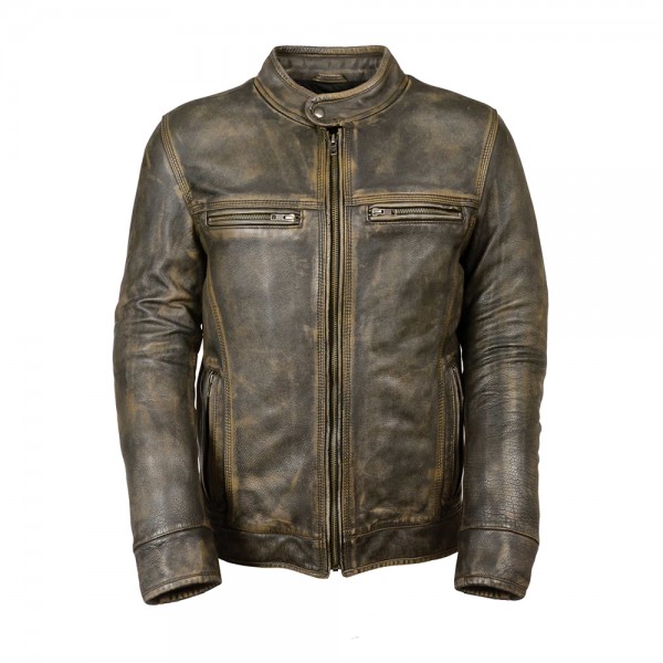 Men’s Brown Distressed Scooter Jacket w/ Venting