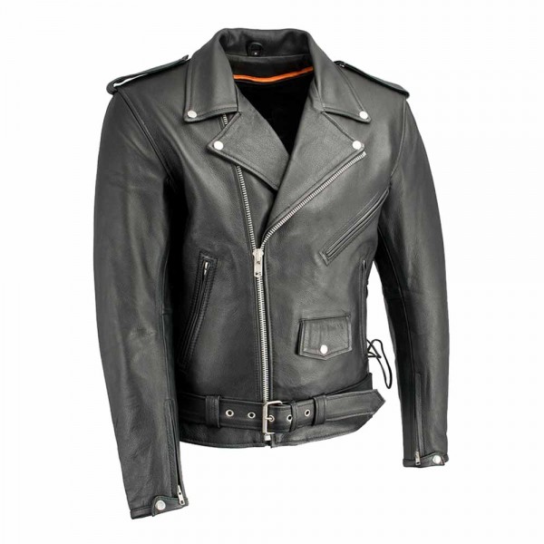 Men’s Classic Side Lace Police Style M/C Jacket w/ Gun Pockets