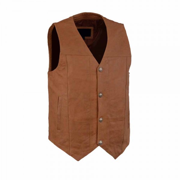 Leather Men's Saddle Western Style Leather Vest Wi...