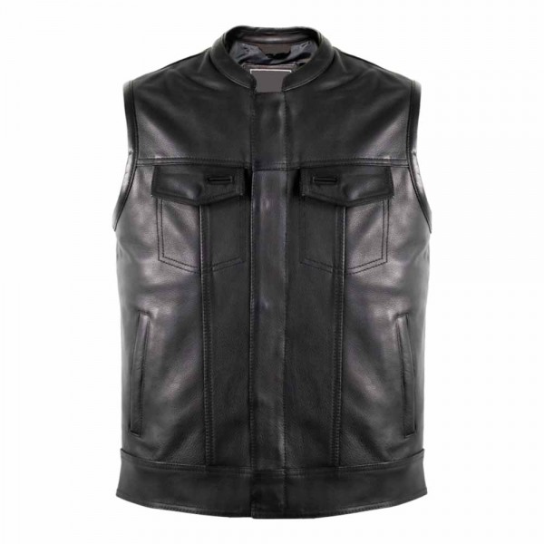 Biker Motorcycle Jeans Leather Vest Made Of Genuin...