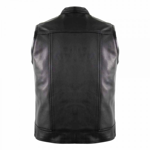 Biker Motorcycle Jeans Leather Vest Made Of Genuin...