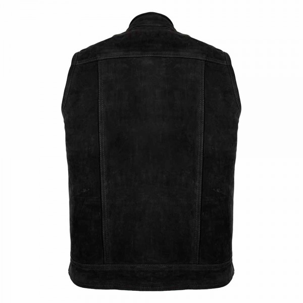 Men's Matt Black Leather Waistcoat