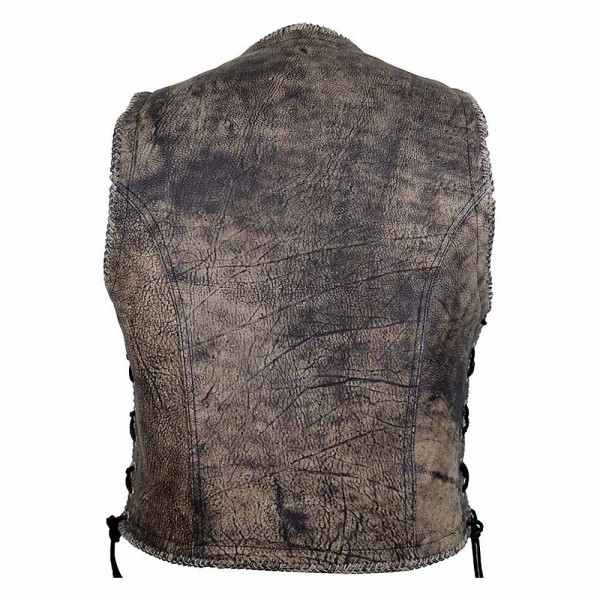 Vintage Gray Men's Leather Vest Biker Kutte
